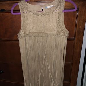 Tan suede fringe dress